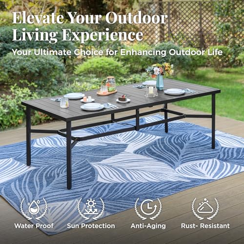 MIXPATIO 9pc Patio Dining Set, 83" Rectangular Table, Textilene Chairs