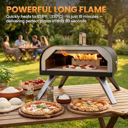 WOOCIT Pizza Oven Outdoor 12" Multi-Fuel – Wood Fire & Propane Pizza Oven (Burner Sold Separately), Outdoor Pizza Oven Reaches 720°F with Pizza Stone & Peel, Portable for Backyard, Camping, Tailgating