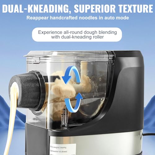VEVOR Electric Pasta Maker, 150W Automatic Noodle Maker Machine with 8 Pasta Shapes, 4 Intelligent Modes, 500g Flour Capacity Pasta Maker Machine with Measuring Cups, Cleaning Brush for Home Kitchen