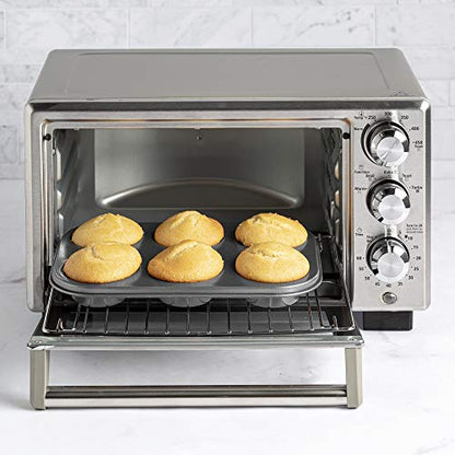 Ecolution Non-Stick Toaster Oven Bakeware Set 4-Piece, Carbon Steel, Easy to Clean and Perfect for Single Servings, Gray