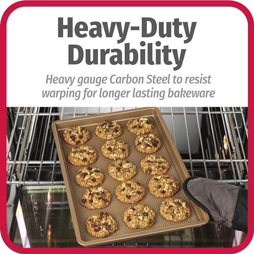 GoodCook BestBake Nonstick Textured Carbon Steel Cookie Sheet, 11" x 17", Large Baking Sheet, Even Heating, Scratch-Resistant, Non-Toxic, Durable, Ideal for Baking and Sheet Pan Dinners