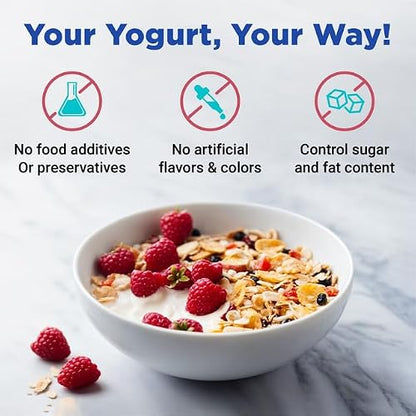 Ultimate Probiotic Yogurt Maker for Easy-to-Make Live Probiotics at Home with Adjustable Time & Temp Control, Best Kitchen Gift for Men & Women's Gut Health, UNLIMITED LIFETIME WARRANTY (8-Jar Model)