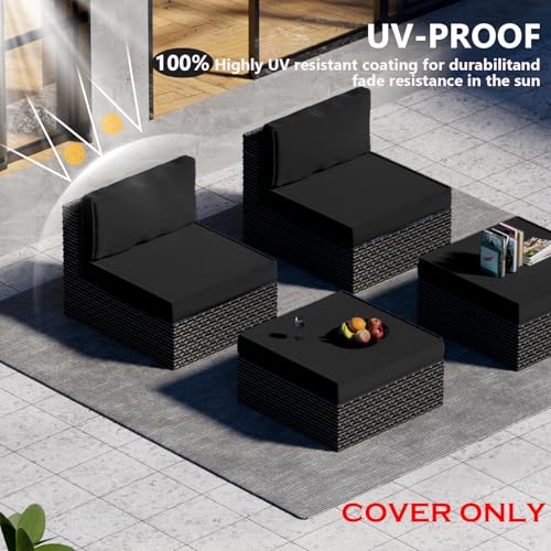 Cethytirko 9 Piece Outdoor Patio Waterproof Cushion Covers, Fits 4-Seat Wicker Rattan Sectional Couch Chair Furniture Cover Replacement Set - Fade-Resistant Patio Cushion Covers with Zipper