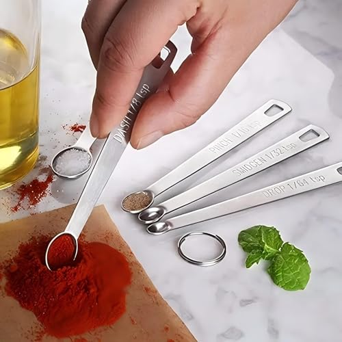 YUNNKEEY 14PCS Measuring Spoons Set, 1 tbsp, 1/2 tbsp, and 1-1/16tsp Stainless Steel Measuring Spoons for Cooking Baking Spice Jars and Liquid Ingredients