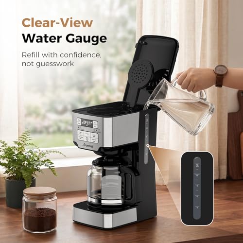 Aromvel 12-Cup Drip Coffee Maker Programmable, Adjustable Brew Strength