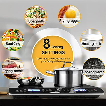 Duxtop LCD Portable Double Induction Cooktop 1800W Digital Electric Countertop Burner Sensor Touch Stove, 9620LS/BT-350DZ