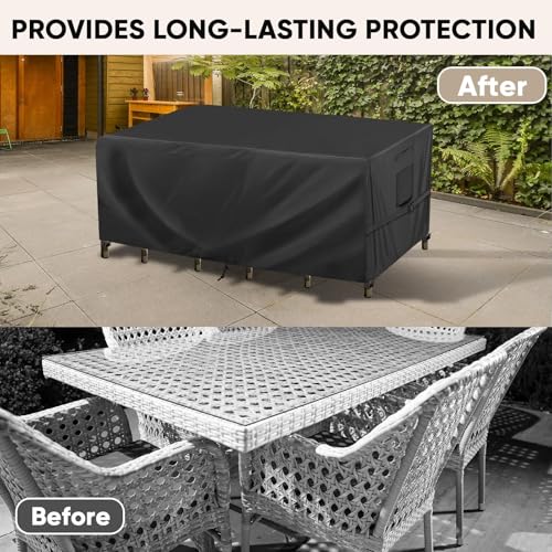 BALEINE Patio Furniture Covers, Outdoor Furniture Covers Waterproof, Heavy Duty Oxford Patio Table Cover for Outdoor Table, Chair, Sofa, Desk (Black, 108"L x 82"W x 28"H)