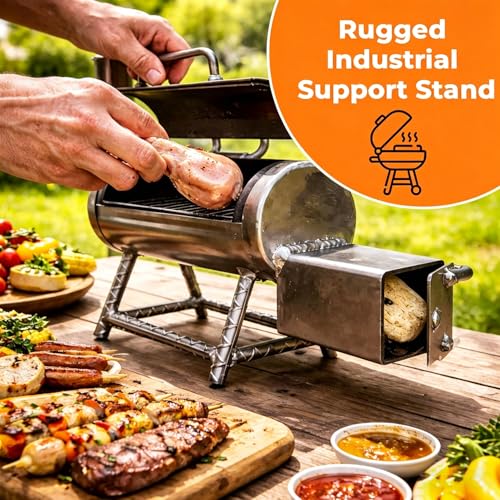 Miniature Smoker, Mini BBQ Grill Tabletop Smoker, Portable Charcoal Grill with Charcoal Chimney, Charcoals Grills with Smokers Combo for BBQ Grilling