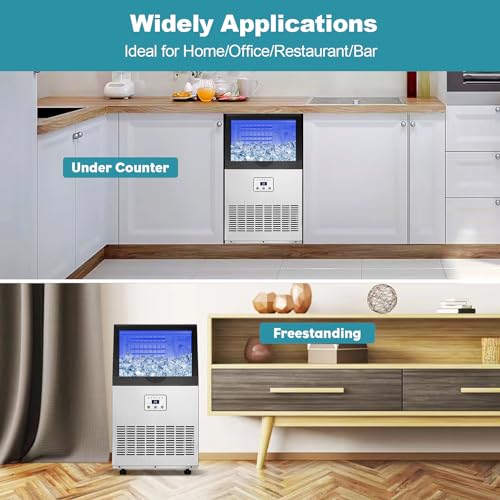 Amzgachfktch Commercial Ice Maker 100 Lbs/24H, Auto Self-Cleaning Ice Maker