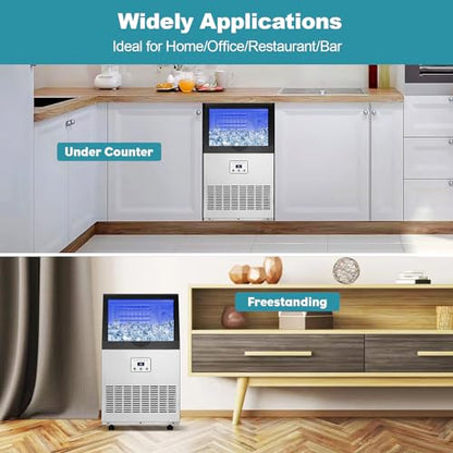 Amzgachfktch Commercial Ice Maker 100 Lbs/24H, Auto Self-Cleaning Ice Maker