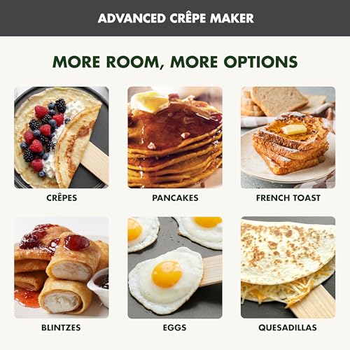 GreenPan Advanced 12" Crepe Maker, Ceramic Nonstick PFAS-Free Coating, Adjustable Temperature Control, 400°F Heating, Batter Spreader & Crepe Turner Included, Graphite