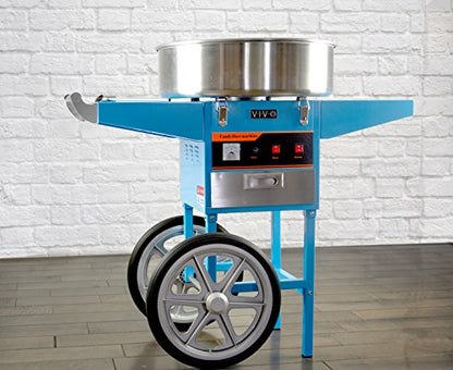 VIVO Blue 1030W Electric Cotton Candy Machine Cart, Mobile Rolling Candy Floss Maker with 20 inch Stainless Steel Bowl Sugar Scoop and Drawer, Easy Home or Commercial Use, CANDY-V002B