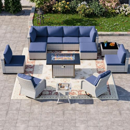Sweecci Outdoor PE Wicker Rattan Modular Patio Sectional Sofa Set