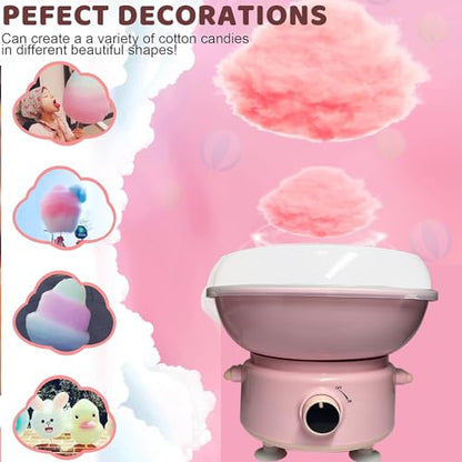 Cotton Candy Machine, Mini Cotton Candy Maker for Kids, Candy Maker for Christmas Gift, Home, Birthday Family Party, Includes 20 Cotton Candy Sticks & Sugar Scoop (Pink)