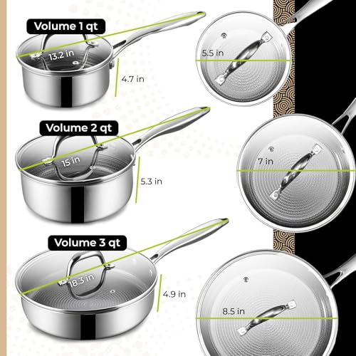 BE | LIVING Circlad Series 12 Piece Cookware Set PFAS-Free Nonstick Hybrid Non-Stick Pattern Induction Compatible Durable & Easy to Clean