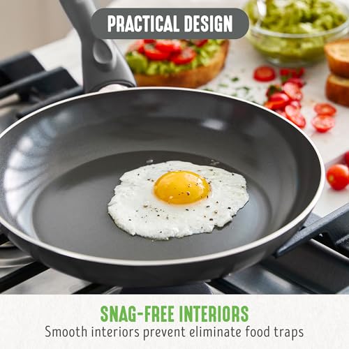 GreenLife Essentials 12 Piece Cookware Set, PFAS-Free Ceramic Nonstick Pots & Pans, Induction Ready for All Cooktops, Kitchen Cooking & Serving Utensils, Dishwasher Safe, Charcoal Gray