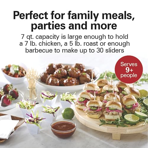 Hamilton Beach 7 Quart Stay or Go Portable Programmable Slow Cooker, 15 Cooking Options, Large Dishwasher Safe Stoneware Crock, Clip-Tight Glass Lid For Easy Travel, Black (33771)
