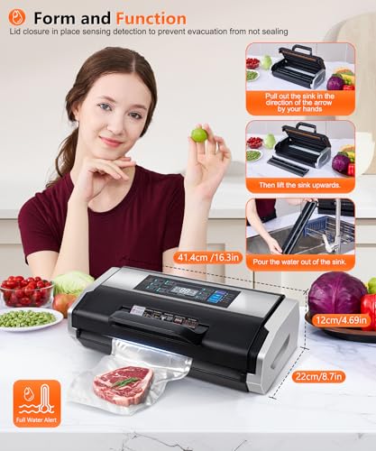 95KPa Vacuum Sealer Machine Commercial Vac Sealer - 10in1 Sys w/Double Heat Seal