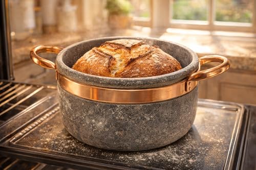 Cookstone 3 quarts Dutch oven with copper handles | Handcrafted from a block of pure soapstone | Unique, durable and eco-friendly | Non-toxic and Non-stick | THE GREEN ALTERNATIVE TO CAST IRON