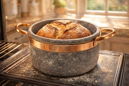 Cookstone 3 quarts Dutch oven with copper handles | Handcrafted from a block of pure soapstone | Unique, durable and eco-friendly | Non-toxic and Non-stick | THE GREEN ALTERNATIVE TO CAST IRON