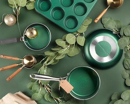 Granitestone 10 Inch Nonstick Frying Pan Skillet, Granite Coated Non Toxic Cooking Pan for Eggs & Omelettes, PFOA Free, Withstands Metal Utensils, Oven Safe to 500°F, Dishwasher Safe, Emerald Green
