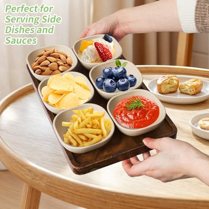 SHECIPIN 6 Pack Small Plastic Bowls 4.5 OZ Unbreakable Wheat Straw Dipping Bowls，plastic ramekins, Assorted Colors Dipping Sauce Cups, dip cups， Dessert, Ketchup