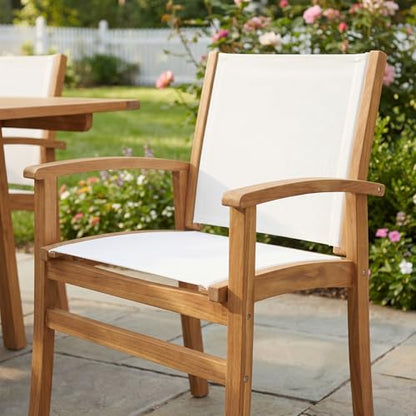 SUNSITT 7-Piece Outdoor Patio Dining Set w/Umbrella Hole, White