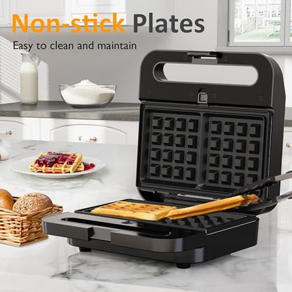 3 in 1 Electric Sandwich Maker with Removable Nonstick Plates - 1000W,Black