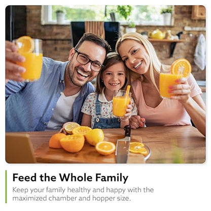 Hurom H70 Cold Press Juicer Machine, Easy to Clean Masticating Slow Juicer, Ideal Balance of Size and Function, Compact, Strainer Free, Self Feeding, Hands Free, with Wide Mouth Hopper (White)
