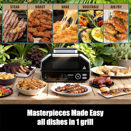 OLIXIS Electric Grill Indoor & Outdoor, 8-in-1 Multifunctional BBQ Grill