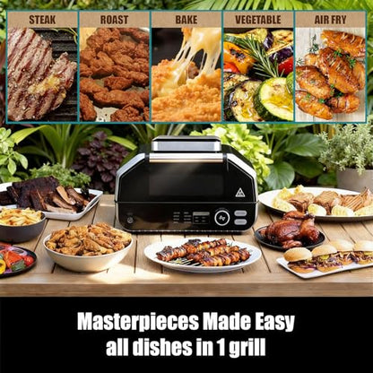 OLIXIS Electric Grill Indoor & Outdoor, 8-in-1 Multifunctional BBQ Grill