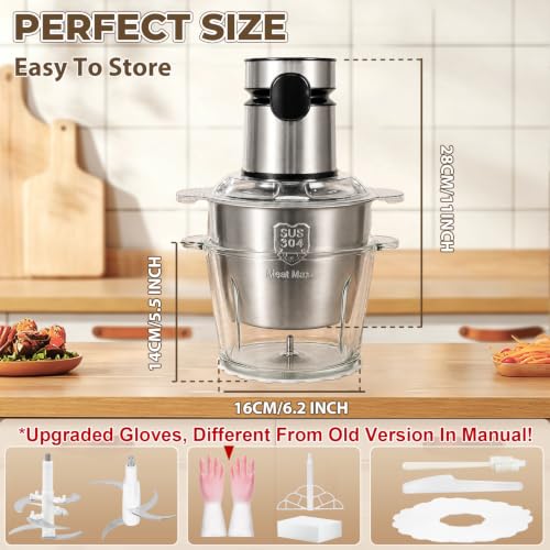 Glass Bowl Food Processor, Vegetable Chopper & Meat Grinder, Touch Screen