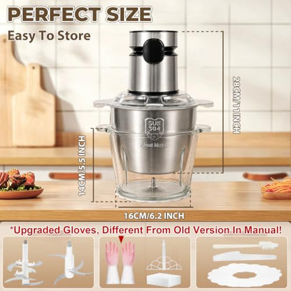 Glass Bowl Food Processor, Vegetable Chopper & Meat Grinder, Touch Screen