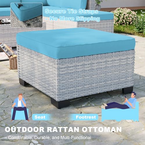 Sweecci Outdoor PE Wicker Rattan Modular Patio Sectional Sofa Set