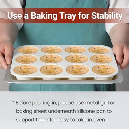 CAKETIME Silicone Muffin Pan, Regular Size Muffin Pan for Baking 12 Cups Non Stick Silicone Cupcake Pan 1 Pack Confetti