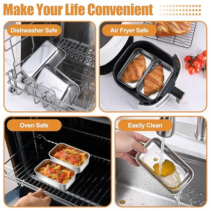 P&P CHEF Mini Loaf Pans Set, 3 PCS Small Bread Loaf Pan for Baking, 6.3 x 3.5 Inch Stainless Steel Baking Pans for Homemade Bread, Meatloaf, Cake and Brownies, Healthy & Non Toxic, Dishwasher Safe