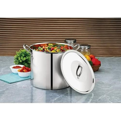 12 Quart Stainless Steel Stock Pot with Lid - Professional Grade Soup Pot for Pasta, Stews & Large Batches, Riveted Cool-Touch Handles, Commercial Kitchen Use