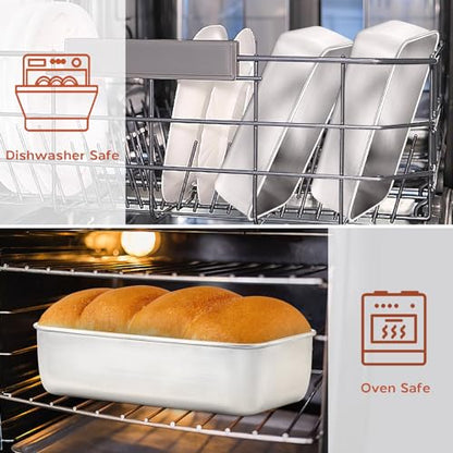 Onader 6 Pack Loaf Pans for Baking Bread, 9 x 5 Inch Stainless Steel Deep Meatloaf Toast Baking Pan Set