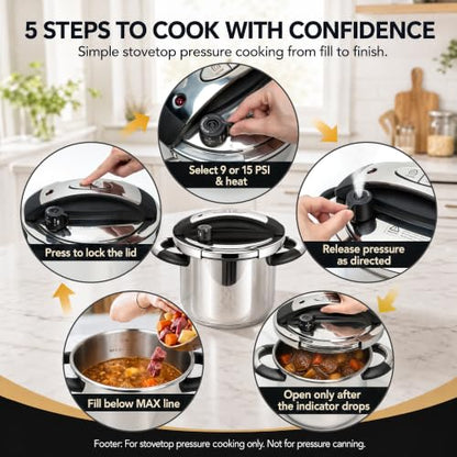 MICHELANGELO 6.3QT/6L Stainless Steel Stovetop Pressure Cooker Set