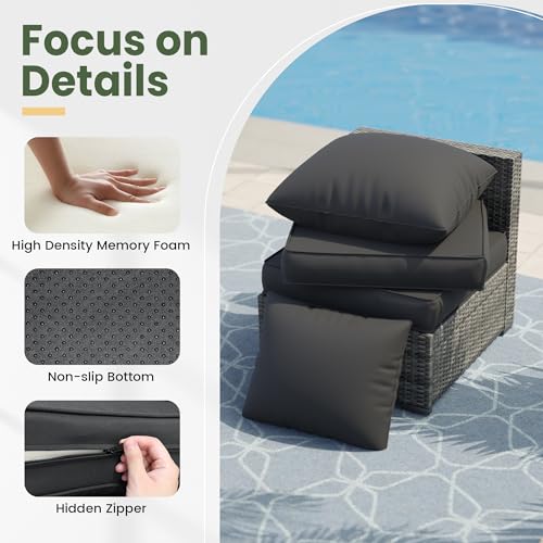 UDPATIO Outdoor Cushions for Patio Furniture, 4'' Replacement Cushions for Outdoor Furniture, Set of 4 Water-Resistant Outdoor Sectional Cushions for Sofa Couch Chair (Black)