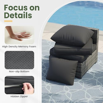 UDPATIO Outdoor Cushions for Patio Furniture, 4'' Replacement Cushions for Outdoor Furniture, Set of 4 Water-Resistant Outdoor Sectional Cushions for Sofa Couch Chair (Black)