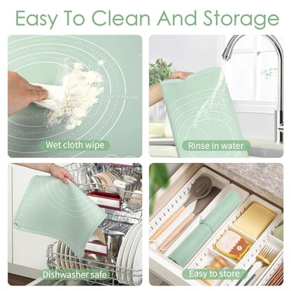 Extra Large Silicone Baking Mat for Countertops, Extra Thick 28" x 20" Non-Slip Pastry Mat with Raised Edges and Measurements, Food-Grade Dough Rolling Sheet for Kneading, Pizza, Bread,Fondant