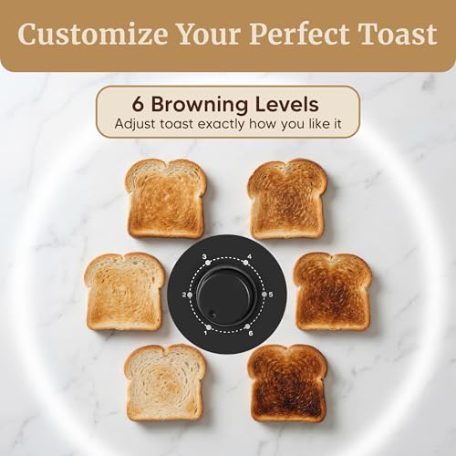 Elite Gourmet ECT-3100 4-Slice Long Slot Toaster | Extra Wide Slots for Bagels, Sourdough & Texas Toast | 6 Browning Settings | Reheat, Defrost & Cancel | Built-In Warming Rack | Stainless Steel