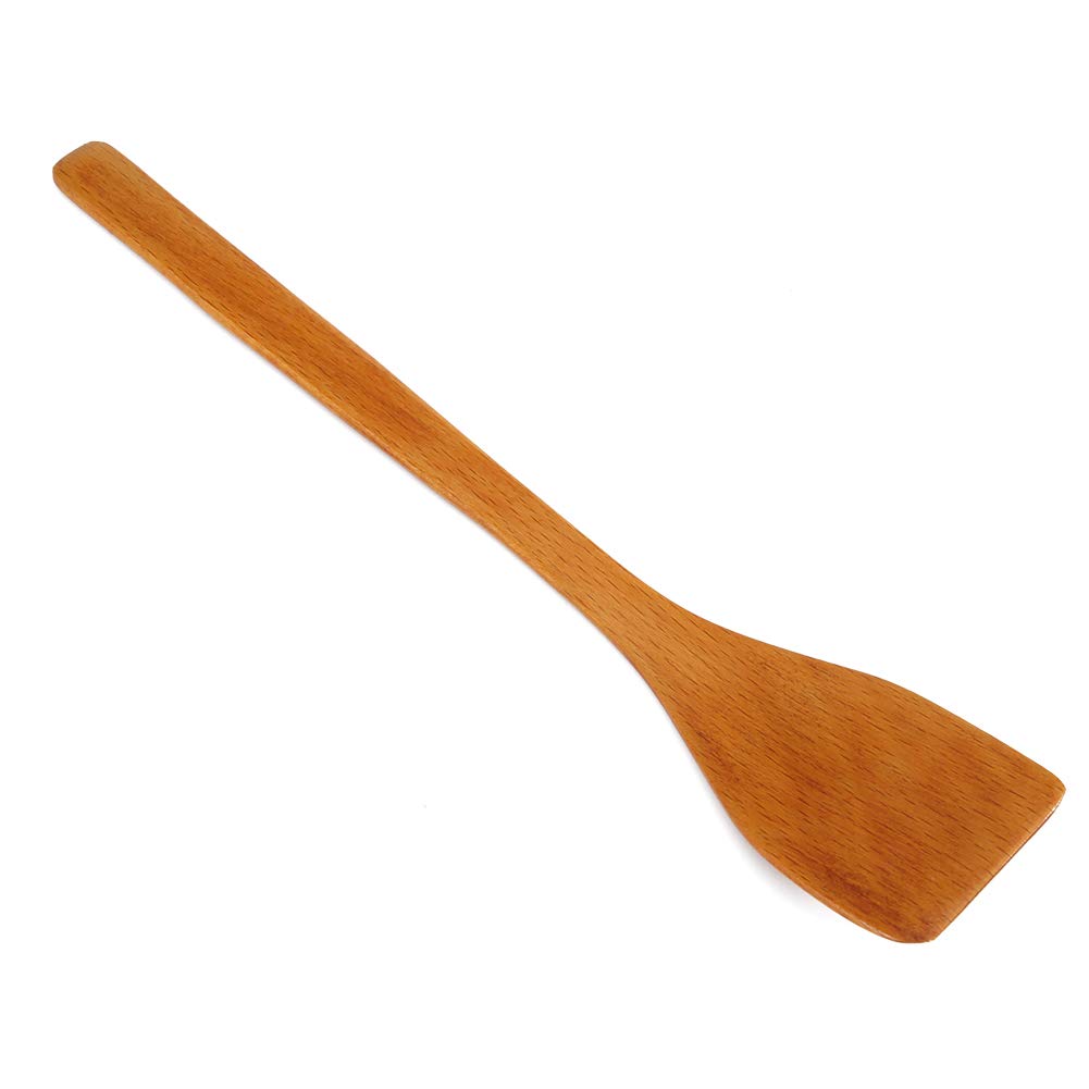 Wooden Spatula for Cooking, 9.7in Small Flat Frying Spatula Turner Wooden Cooking Utensils Flat for Nonstick Cookware Wok Accessories(Light Wood Color)