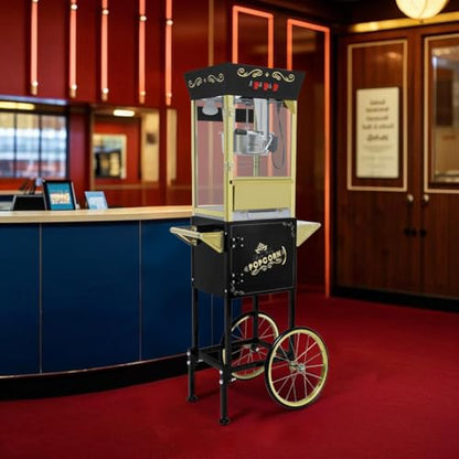 12oz Commercial Popcorn Machine with Cart, Black
