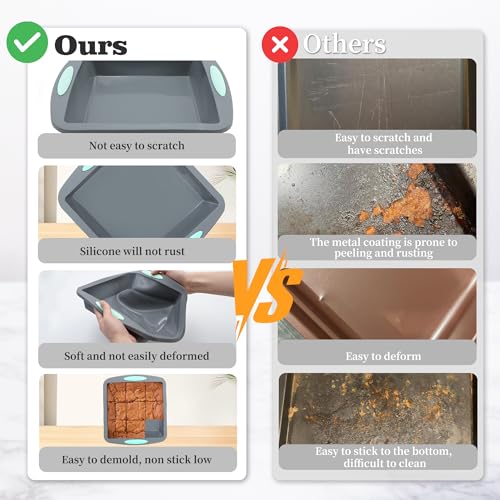 Tongjude 54 Pieces Silicone Baking Pans Set, 10 Silicone Cake Molds, Loaf Pan and Muffin Pans, Non-Stick Baking Cup, with Measuring Cups and Spoons Set, Grey
