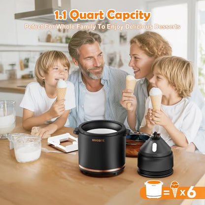 BRIOBITE 1.1 Quart Ice Cream Maker Machine,Black