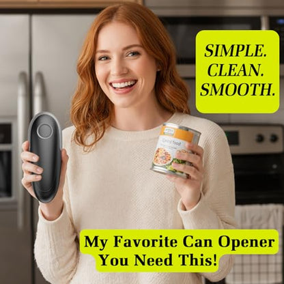Electric Can Opener, One-Touch Automatic Can Opener for Seniors with Arthritis, Smooth Edge, Hands-Free, Fast Opening, Battery Powered, Food Safe Portable Electric Can Openers for Kitchen (Gray)