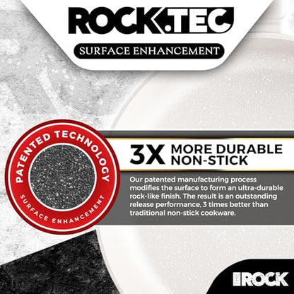 THE ROCK SOHO 8-Inch Non Stick Frying Pan with Lid–Nothing Sticks, Never Warps, Lasts Longer, Ceramic Non Toxic Skillet with Heat-Resistant Handle, PTFE PFOA & PFAS Free, Dishwasher Safe, Cream