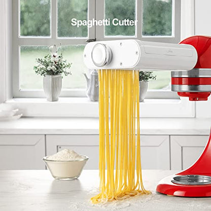 ANTREE 3-1 Pasta Maker Attachment for KitchenAid includes Pasta Sheet Roller attachment & Spaghetti Cutter & Fettuccine Cutter attachment, Easy to use and clean with Pasta Drying Rack & Cleaning Brush